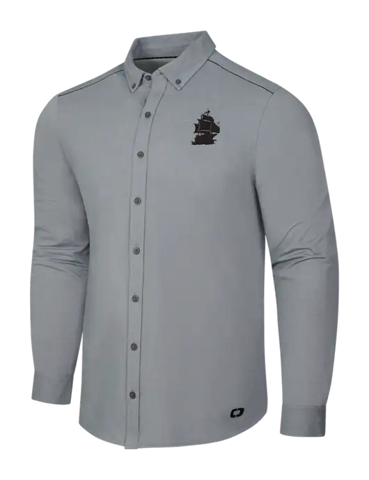 OGIO Medium Grey Heather Modern Code Stretch Button-Up Shirt w/Blackbeard Logo
