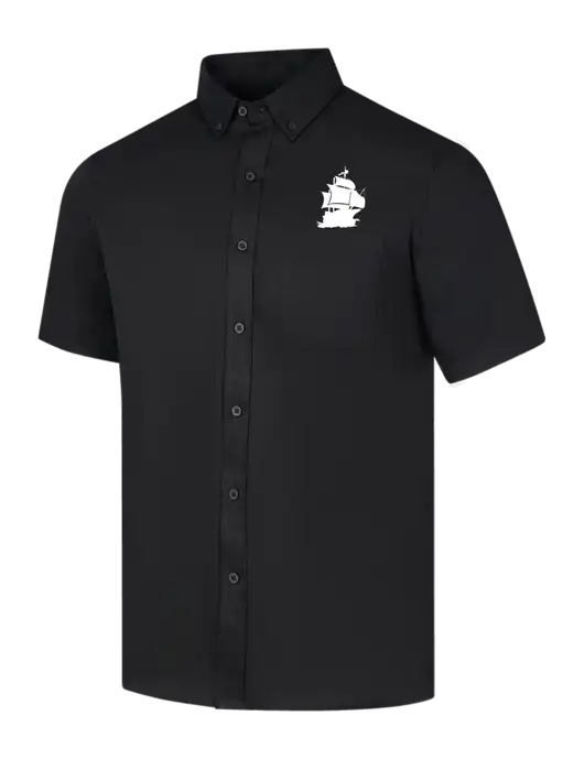 Short Sleeve Deep Black Superpro React Twill Shirt w/Blackbeard Logo