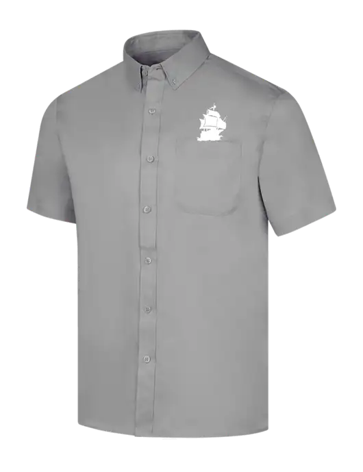 Short Sleeve Light Grey Superpro React Twill Shirt w/Blackbeard Logo