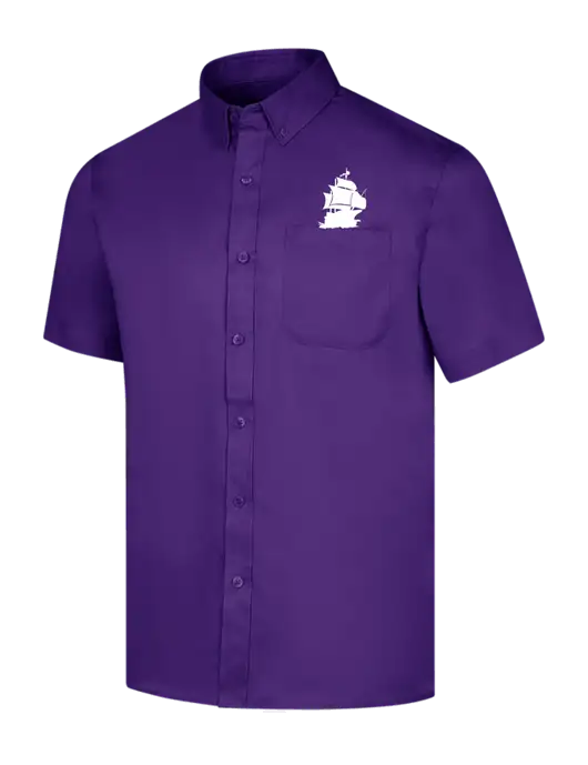 Short Sleeve Purple Superpro React Twill Shirt w/Blackbeard Logo