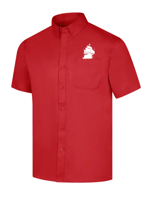 Short Sleeve Red Superpro React Twill Shirt w/Blackbeard Logo