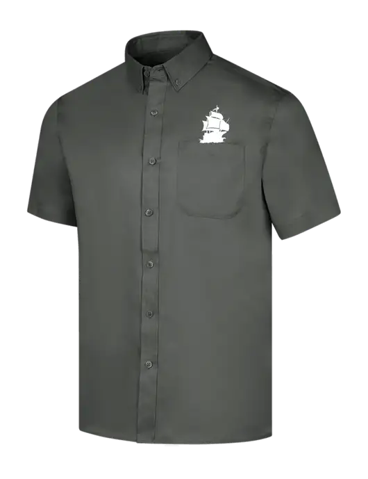 Short Sleeve Dark Grey Superpro React Twill Shirt w/Blackbeard Logo