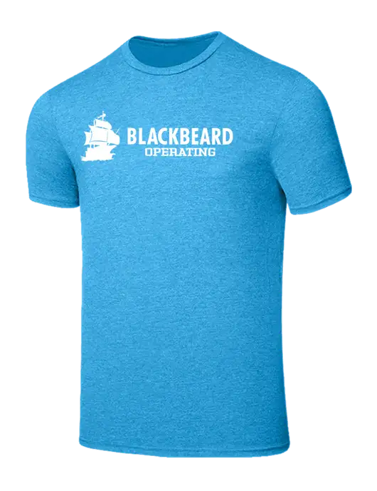 Seriously Soft Heathered Sapphire Blue T-Shirt w/Blackbeard Logo