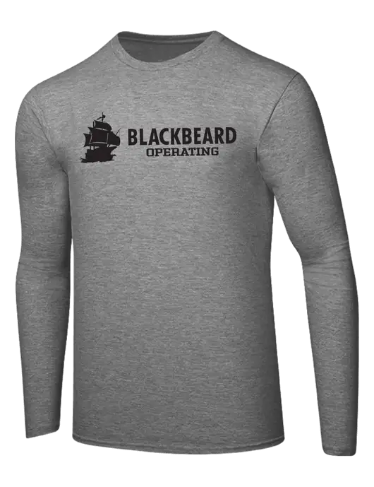 Ring Spun Light Heather Grey 4.5 oz Long Sleeve T-Shirt w/Blackbeard Logo
