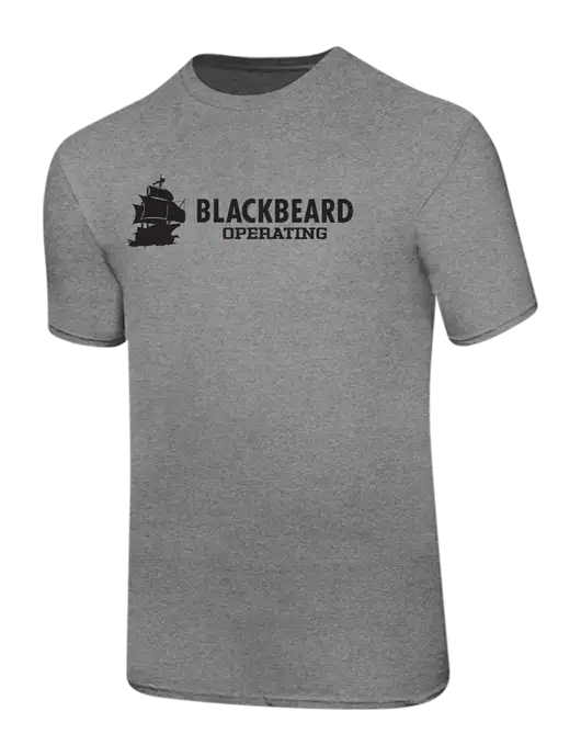 Ring Spun Light Heather Grey 4.5 oz T-Shirt w/Blackbeard Logo