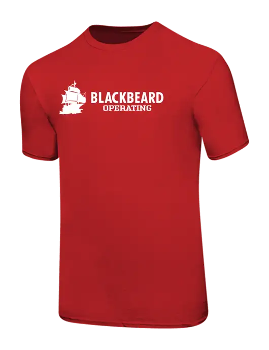 Ring Spun Red 4.5 oz T-Shirt w/Blackbeard Logo