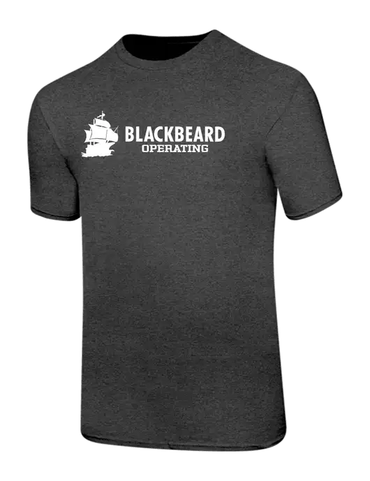 Ring Spun Dark Heather Grey 4.5 oz T-Shirt w/Blackbeard Logo
