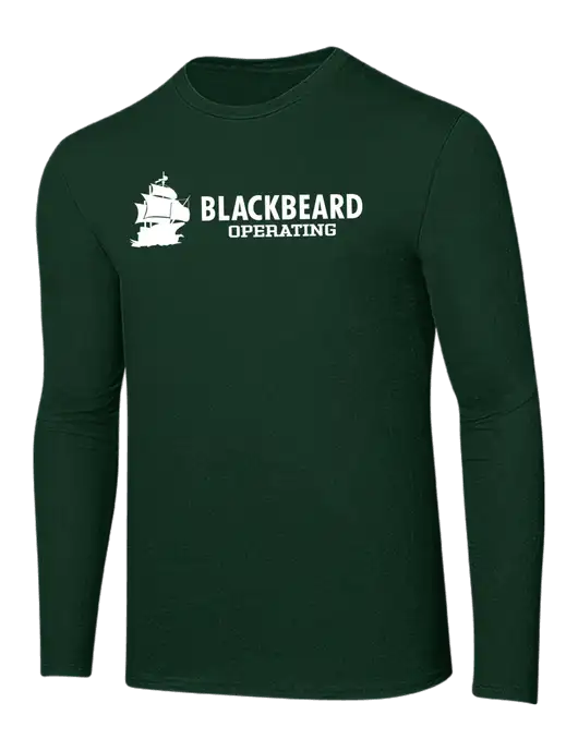 Ring Spun Forest Green 4.5 oz Long Sleeve T-Shirt w/Blackbeard Logo