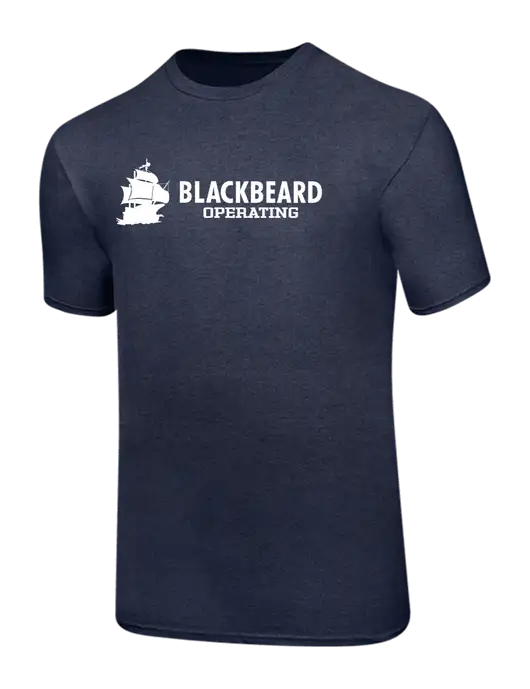 Ring Spun Heather Navy 4.5 oz T-Shirt w/Blackbeard Logo