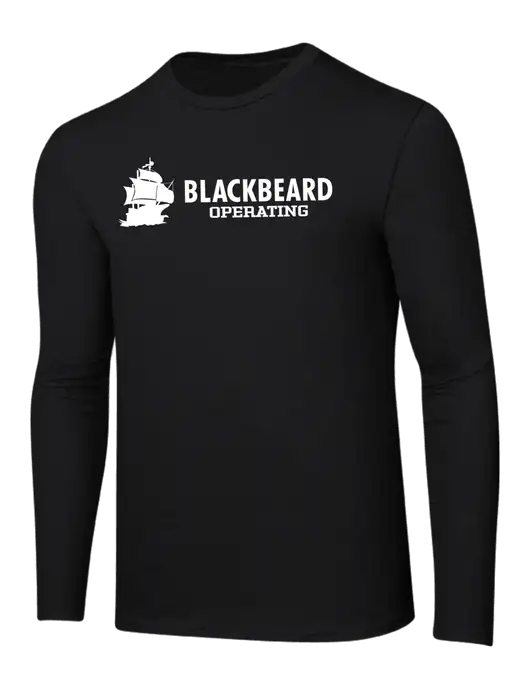 Ring Spun Jet Black 4.5 oz Long Sleeve T-Shirt w/Blackbeard Logo