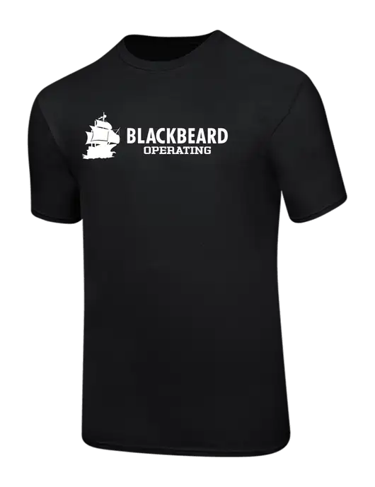 Ring Spun Jet Black 4.5 oz T-Shirt w/Blackbeard Logo