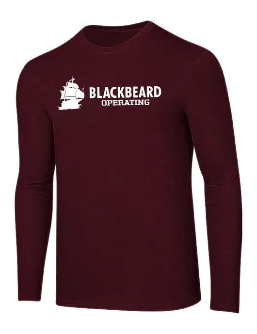 Ring Spun Maroon 4.5 oz Long Sleeve T-Shirt w/Blackbeard Logo