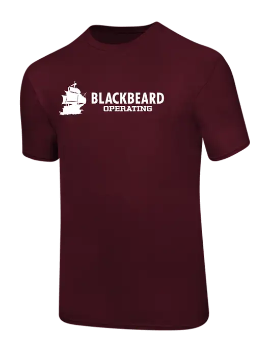 Ring Spun Maroon 4.5 oz T-Shirt w/Blackbeard Logo
