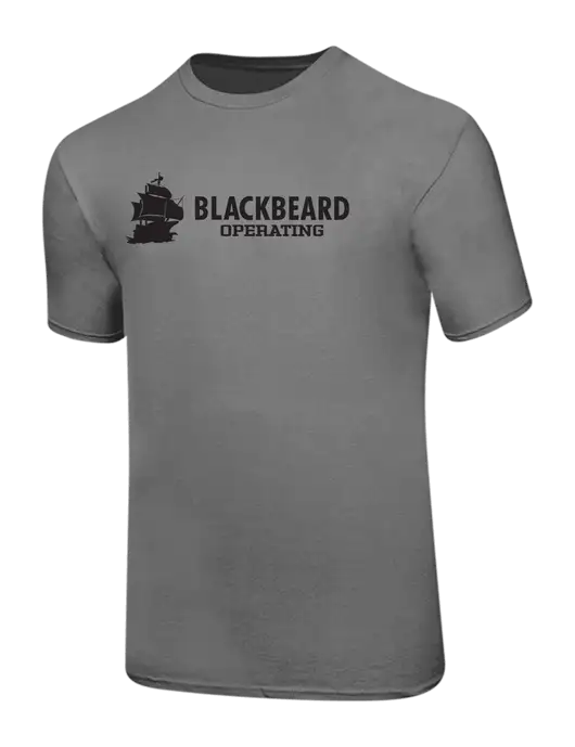 Ring Spun Medium Grey 4.5 oz T-Shirt w/Blackbeard Logo