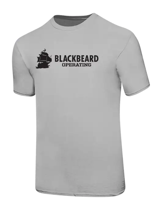 Ring Spun Silver 4.5 oz T-Shirt w/Blackbeard Logo