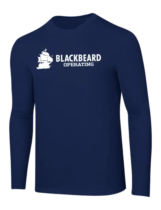 Ring Spun Navy 4.5 oz Long Sleeve T-Shirt w/Blackbeard Logo