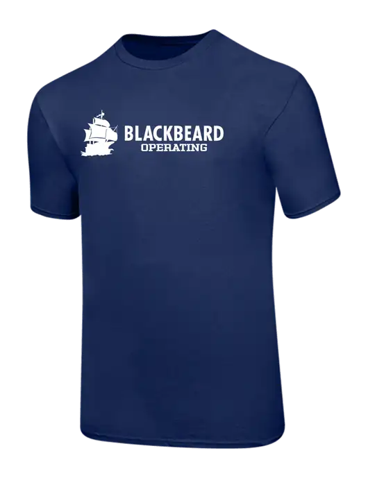 Ring Spun Navy 4.5 oz T-Shirt w/Blackbeard Logo