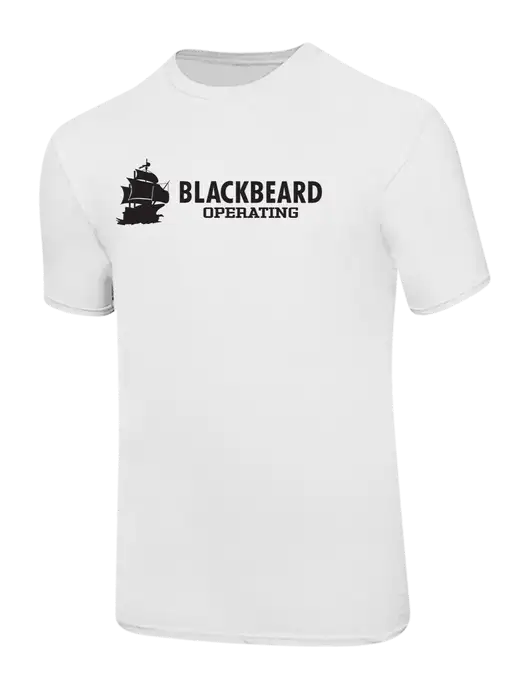 Ring Spun White 4.5 oz T-Shirt w/Blackbeard Logo
