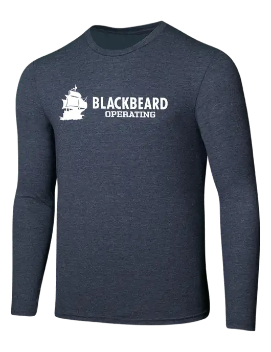 Seriously Soft Heathered Navy Long Sleeve T-Shirt w/Blackbeard Logo