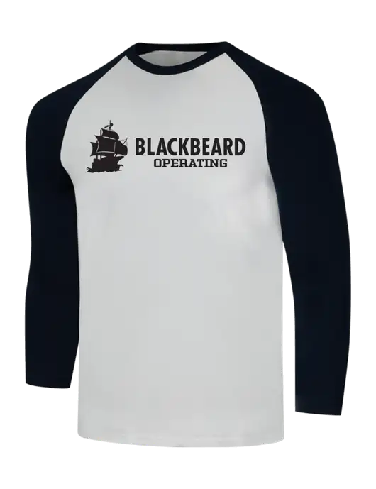 Simply Soft 3/4 Sleeve Black/White Ring Spun Cotton T-Shirt w/Blackbeard Logo