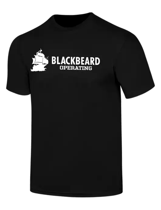 Simply Soft Black 4.5oz  Poly/Combed Ring Spun Cotton T-Shirt w/Blackbeard Logo