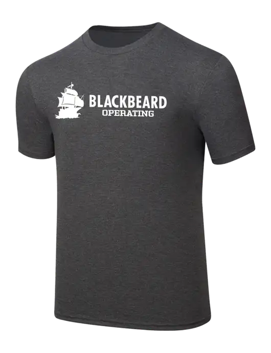 Simply Soft Heathered Charcoal 4.5oz  Poly/Combed Ring Spun Cotton T-Shirt w/Blackbeard Logo