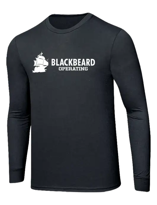 Simply Soft Long Sleeve Black Frost 4.5 oz, Poly/Combed Ring Spun Cotton T-Shirt w/Blackbeard Logo