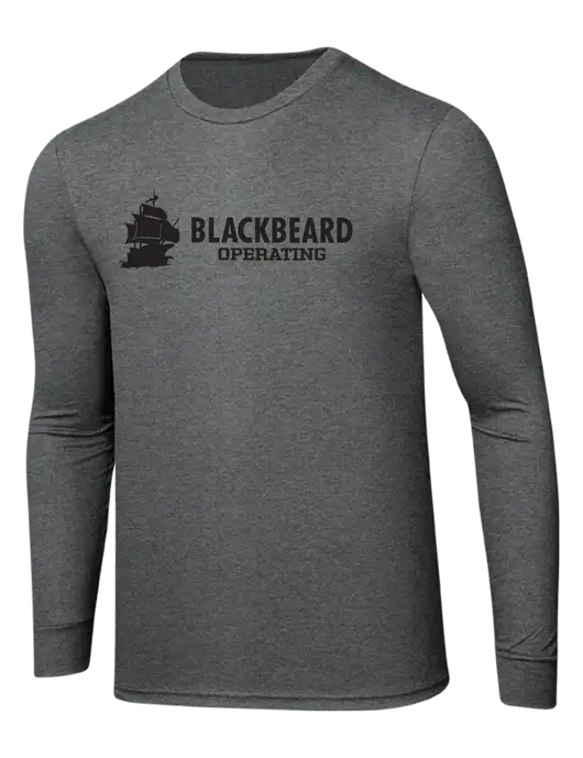 Simply Soft Long Sleeve Medium Grey Frost 4.5 oz, Poly/Combed Ring Spun Cotton T-Shirt w/Blackbeard Logo