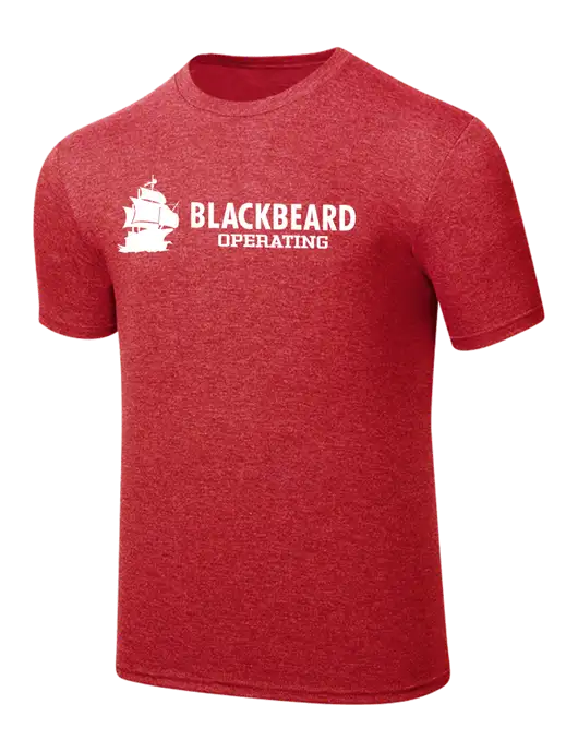 Simply Soft Red Frost 4.5oz  Poly/Combed Ring Spun Cotton T-Shirt w/Blackbeard Logo