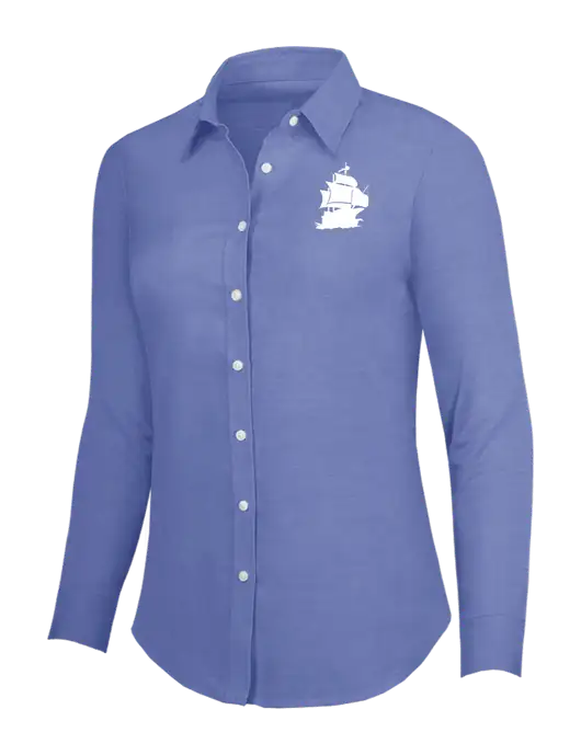 Navy Womens SuperPro Oxford Shirt w/Blackbeard Logo
