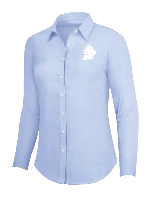 Light Blue Womens SuperPro Oxford Shirt w/Blackbeard Logo
