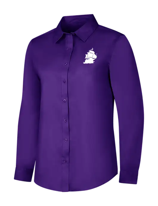 Purple Womens Long Sleeve Superpro React Twill Shirt w/Blackbeard Logo