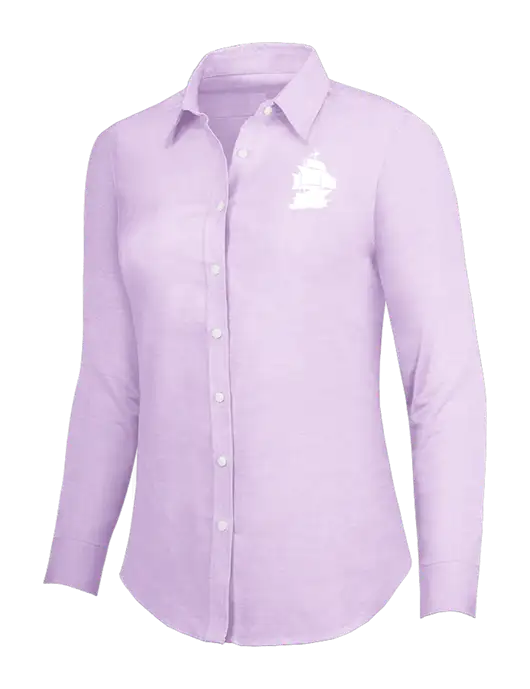 Soft Purple Womens SuperPro Oxford Shirt w/Blackbeard Logo