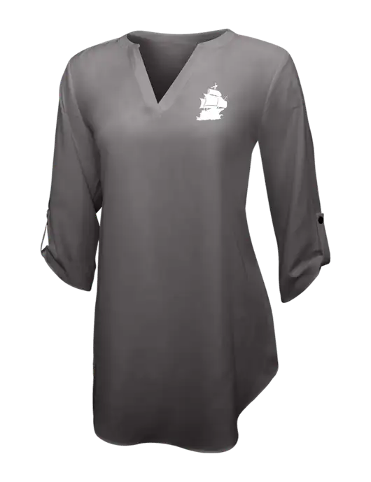 Dark Grey Womens 3/4 Sleeve Tunic Blouse w/Blackbeard Logo