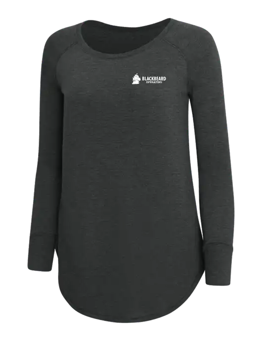 Womens Perfect Wide Collar Tunic Tri-Blend Black Frost 4.5 oz T-Shirt w/Blackbeard Logo