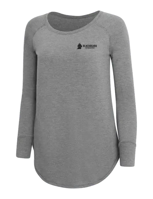Womens Perfect Wide Collar Tunic Tri-Blend Grey Frost 4.5 oz T-Shirt w/Blackbeard Logo