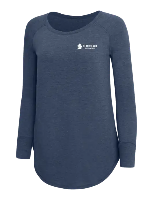 Womens Perfect Wide Collar Tunic Tri-Blend Navy Frost 4.5 oz T-Shirt w/Blackbeard Logo