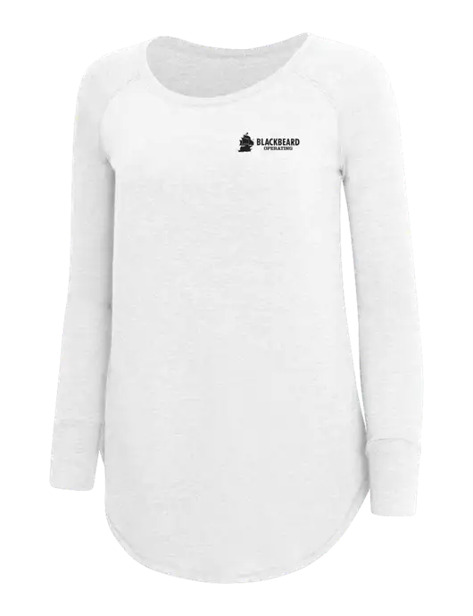 Womens Perfect Wide Collar Tunic Tri-Blend White 4.5 oz T-Shirt w/Blackbeard Logo