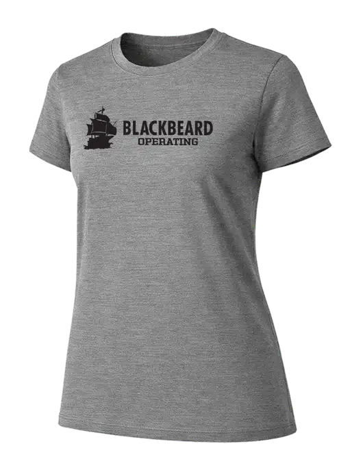 Womens Ring Spun Light Grey Heather 4.5 oz T-Shirt w/Blackbeard Logo