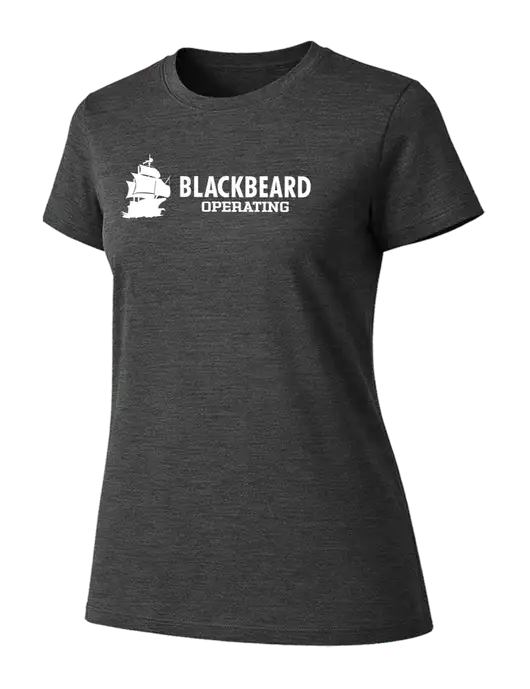 Womens Ring Spun Dark Heather Grey 4.5 oz T-Shirt w/Blackbeard Logo