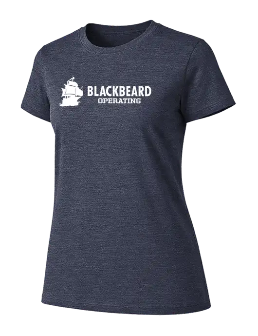 Womens Ring Spun Heather Navy 4.5 oz T-Shirt w/Blackbeard Logo