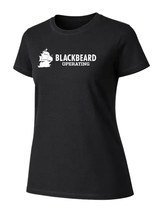 Womens Ring Spun Jet Black 4.5 oz T-Shirt w/Blackbeard Logo