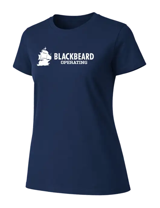 Womens Ring Spun Navy 4.5 oz T-Shirt w/Blackbeard Logo
