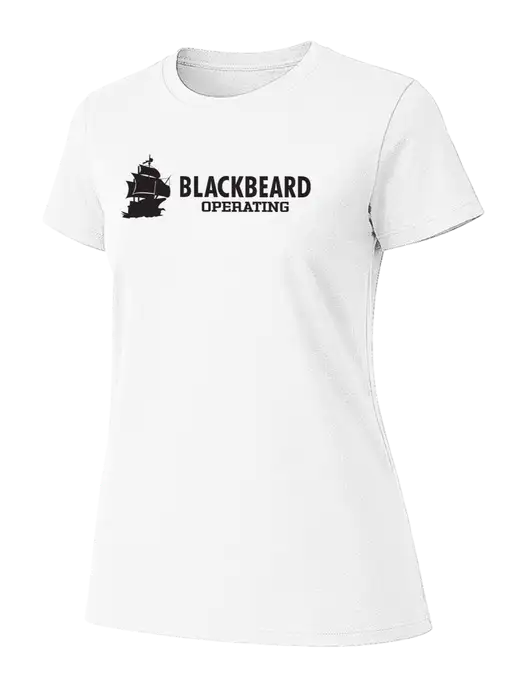 Womens Ring Spun White 4.5 oz T-Shirt w/Blackbeard Logo