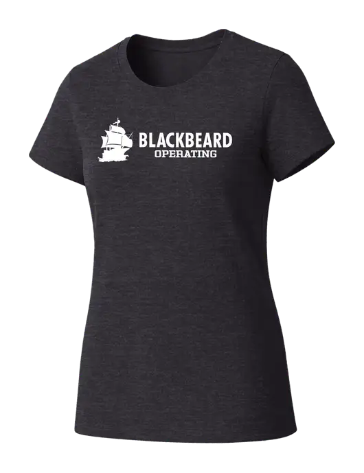 Womens Seriously Soft Heathered Charcoal T-Shirt w/Blackbeard Logo