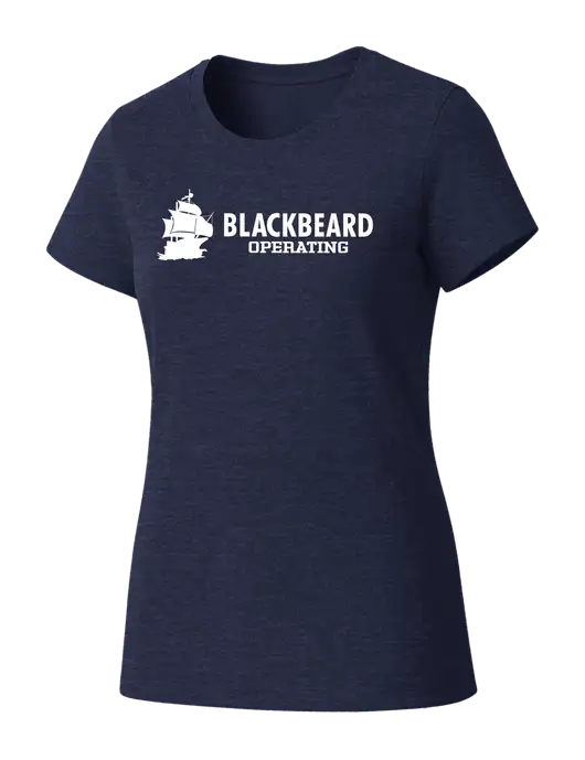 Womens Seriously Soft Heathered Navy T-Shirt w/Blackbeard Logo