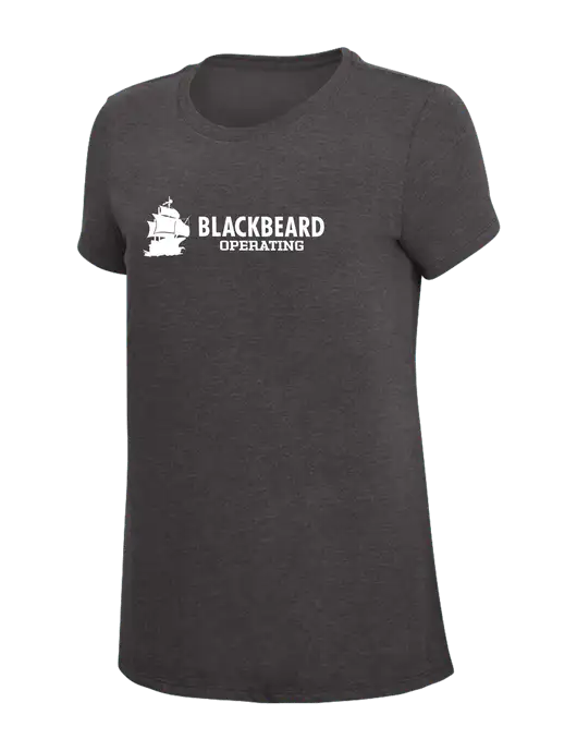 Womens Simply Soft Heather Charcoal 4.5oz  Poly/Combed Ring Spun Cotton T-Shirt w/Blackbeard Logo