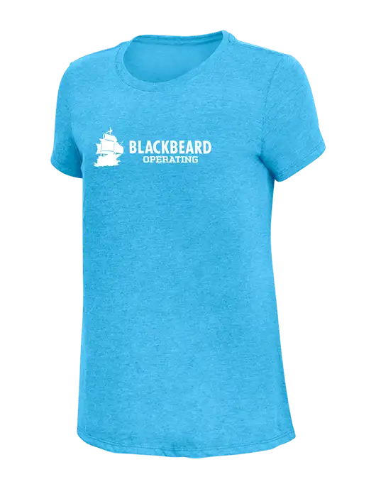 Womens Simply Soft Turquoise Frost 4.5oz  Poly/Combed Ring Spun Cotton T-Shirt w/Blackbeard Logo