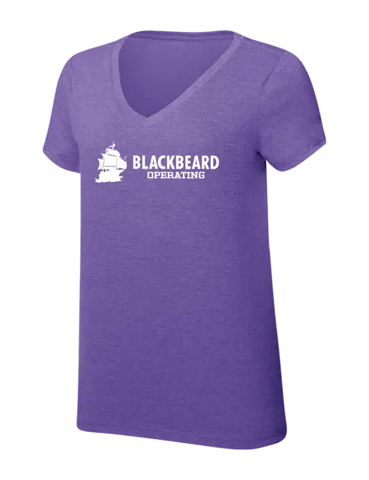 Womens Simply Soft V-Neck Purple Frost 4.5oz  Poly/Combed Ring Spun Cotton T-Shirt w/Blackbeard Logo